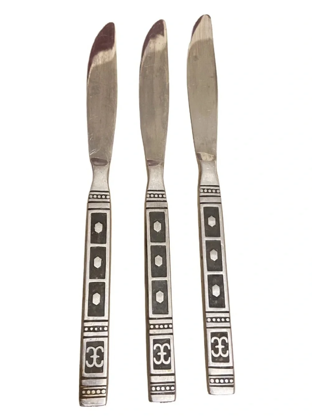 Vintage Stainless Three Piece Knives Flatware Set Taiwan.